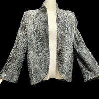 1940s vintage evening coat jacket, Silver Grey Astrakhan Broadtail Lamb jacket