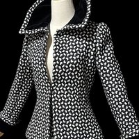 ARNOLD SCAASI COUTURE vintage suit, 1970s jacket skirt set, business suit, Black white houndstooth