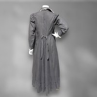 BIBERMAN'S MADE Antique Chore Work Dress, 1800s Black and White dot cotton Prairie day dress, 36 bust