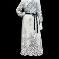 MOLLIE PARNIS by Morty Sussman, 1970s vintage evening dress, chiffon black and white floral poly chiffon gown