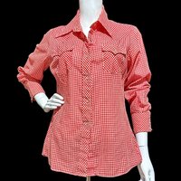 JC PENNEY'S vintage 1970s Red White Gingham western shirt , western apparel