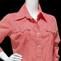 JC PENNEY'S vintage 1970s Red White Gingham western shirt , western apparel