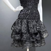 TRACY MILLS 1980s vintage prom dress, Black strapless sequin cocktail dress