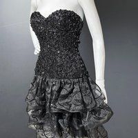 TRACY MILLS 1980s vintage prom dress, Black strapless sequin cocktail dress