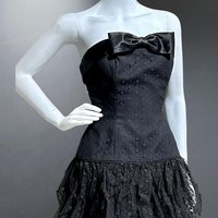 AJ BARI for SAKS 1980s vintage prom dress, Black strapless cocktail dress