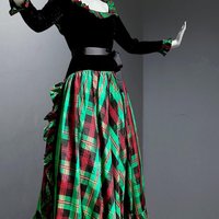 ALBERT CAPRARO 1970s vintage evening dress, Velvet and taffeta Christmas holiday dress