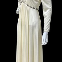 JACK BRYAN 1970s vintage evening gown, white jersey knit beaded maxi dress