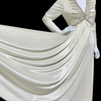 JACK BRYAN 1970s vintage evening gown, white jersey knit beaded maxi dress