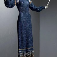 WENJILLI vintage 1970s lurex maxi dress, Navy Blue Metallic lurex Knit Maxi Dress