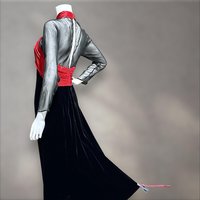 OSCAR de la RENTA Miss O, Neiman Marcus 1980s vintage evening dress, Red silk and Black velvet