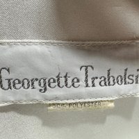 GEORGETTE TRABOLSI, vintage dressing gown robe, White bridal peignoir lingerie, cutout puffed sleeves, wrap front