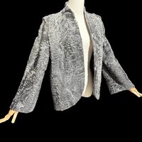 1940s vintage evening coat jacket, Silver Grey Astrakhan Broadtail Lamb jacket