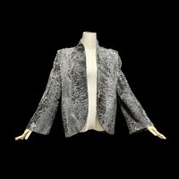 1940s vintage evening coat jacket, Silver Grey Astrakhan Broadtail Lamb jacket