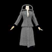 ARNOLD SCAASI COUTURE vintage suit, 1970s jacket skirt set, business suit, Black white houndstooth 2 piece suit, wear to work, 32 bust