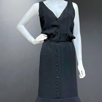 GEOFFREY BEENE vintage cocktail dress, 1960s little black dress, blouson shirt dress, flounced hem party dress, 36 bust