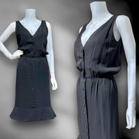 GEOFFREY BEENE vintage cocktail dress, 1960s little black dress, blouson shirt dress