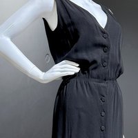 GEOFFREY BEENE vintage cocktail dress, 1960s little black dress, blouson shirt dress