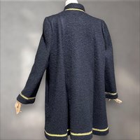 TRIGERE Coat, SAKS 5th Ave 1980s Black mohair gold metallic cord, winter swing evening coat