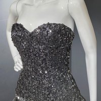 TRACY MILLS 1980s vintage prom dress, Black strapless sequin cocktail dress