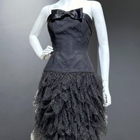 AJ BARI for SAKS 1980s vintage prom dress, Black strapless cocktail dress