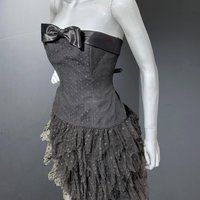 AJ BARI for SAKS 1980s vintage prom dress, Black strapless cocktail dress