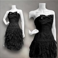 AJ BARI for SAKS 1980s vintage prom dress, Black strapless cocktail dress