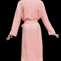 1960s vintage pink mohair coat, Mid Century stroller length open front coat with belt, medium