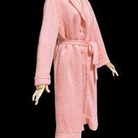 1960s vintage pink mohair coat, Mid Century stroller length open front coat with belt, medium