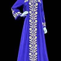 MALOUF Perfect Negligee, vintage evening gown, I. MAGNIN, Royal Purple velvet and gold metallic & rhinestones Kaftan