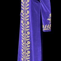 MALOUF Perfect Negligee, vintage evening gown, I. MAGNIN, Royal Purple velvet and gold metallic & rhinestones Kaftan