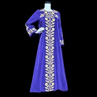 MALOUF Perfect Negligee, vintage evening gown, I. MAGNIN, Royal Purple velvet and gold metallic & rhinestones Kaftan