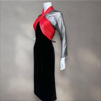 OSCAR de la RENTA Miss O, Neiman Marcus 1980s vintage evening dress, Red silk and Black velvet