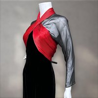 OSCAR de la RENTA Miss O, Neiman Marcus 1980s vintage evening dress, Red silk and Black velvet