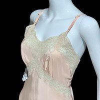 ALIDA The Richly Clad, Vintage 1930s Nightgown Slip Dress, baby pink rayon and lace sheath dress