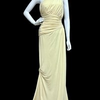 VERA WANG Vintage wedding dress, Gold Label One Shoulder ruched bodice evening slip dress