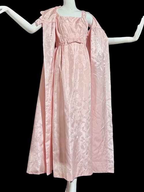 vintage pink damask gown and opera coat