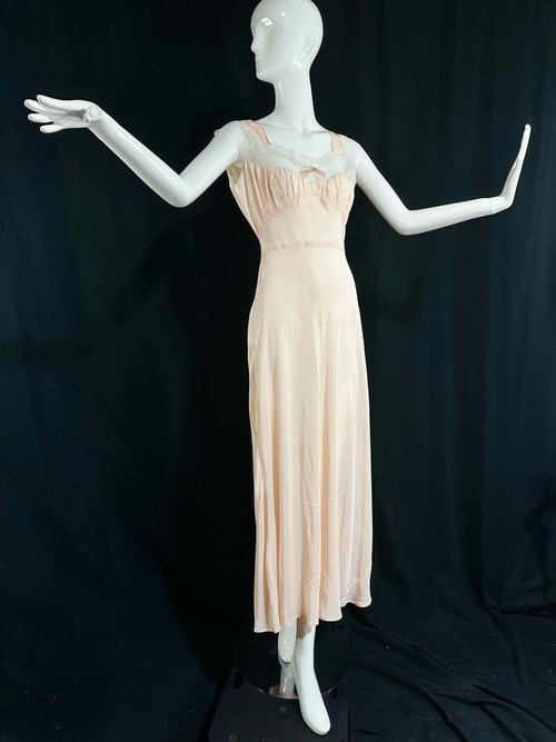 RADCLIFFE vintage 1940s pale pink slip dress peignoir set