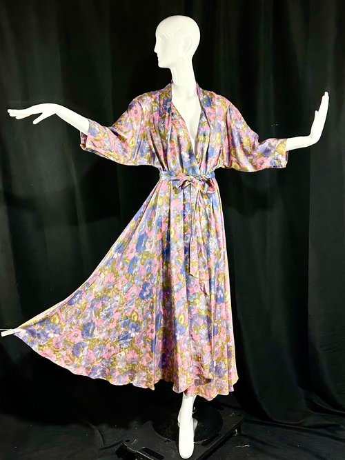 EVELYN PEARSON 1940s vintage floral rayon dressing gown