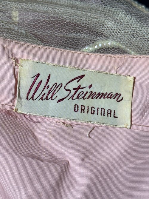 WILL STEINMAN ORIGINAL vintage 1950s prom dress, Pink tulle and sequins