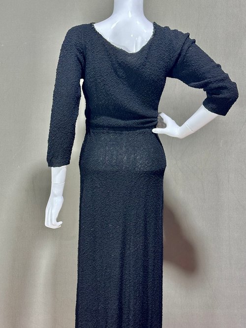NUB-ILITY by Barbara Carol, v1950s vintage Hand Loomed Wool knit wiggle cocktail party dress