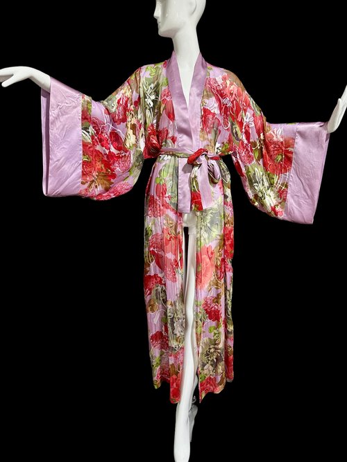 ADAGIO Patricia Fieldwalker, ALL SILK kimono style dressing gown robe