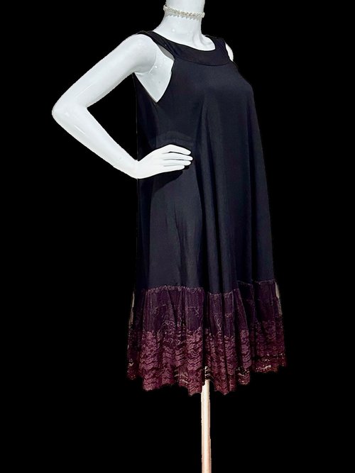 LILLI DIAMOND Vintage 1960s mod party dress, Black crepe trapeze shift cocktail evening dress
