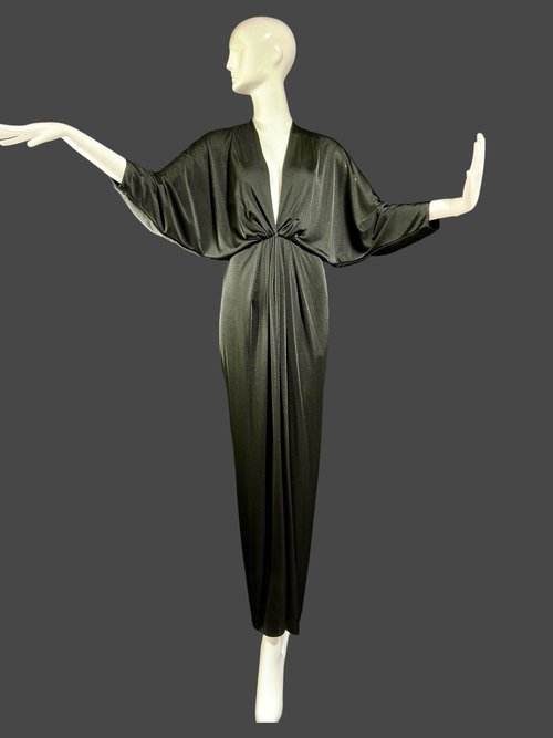 LUCIE ANN BEVERLY Hills, vintage caftan Black Slinky knit evening dress