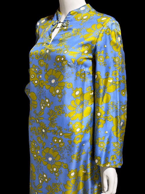 MARSHALL FIELD'S 1960s vintage SILK long floral caftan shift dress