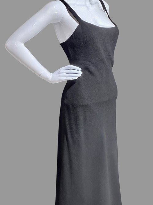 PAULINE TRIGERE 1980s vintage evening gown, Black sheath dress