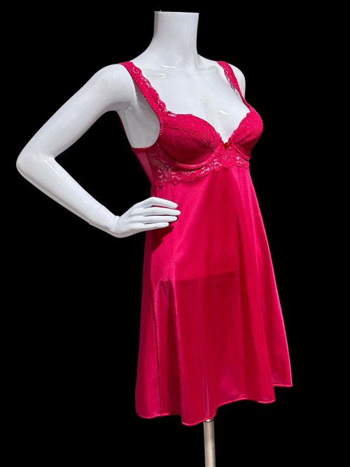OLGA 1960s vintage babydoll nightgown, 91147 Ruby red mini