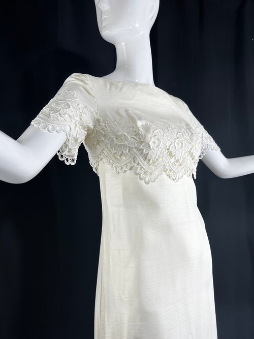 MILGRIM White Plains, 1960s vintage silk column bridal gown