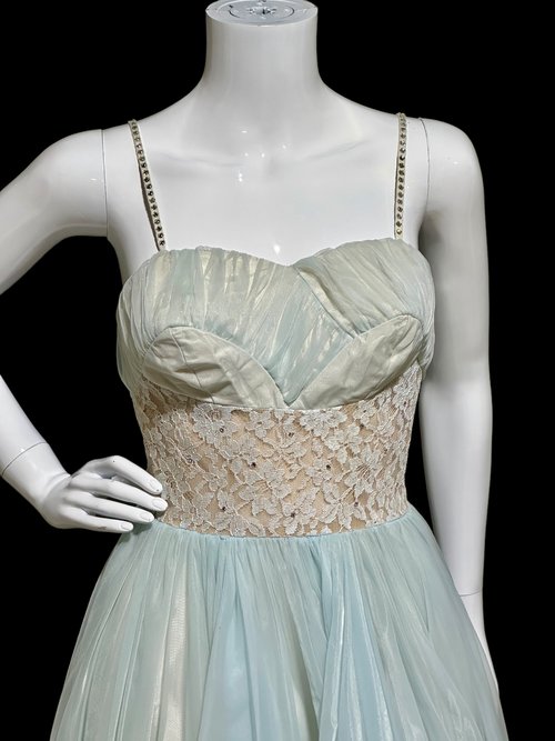 LARRY SAKIN 1950s vintage prom dress, shelf bust tulle cocktail party dress