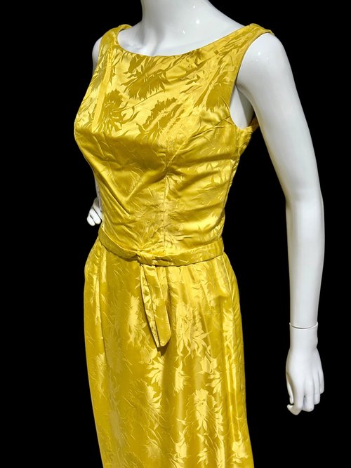 SUZY PERETTE 1960s vintage gold silk cocktail party dress