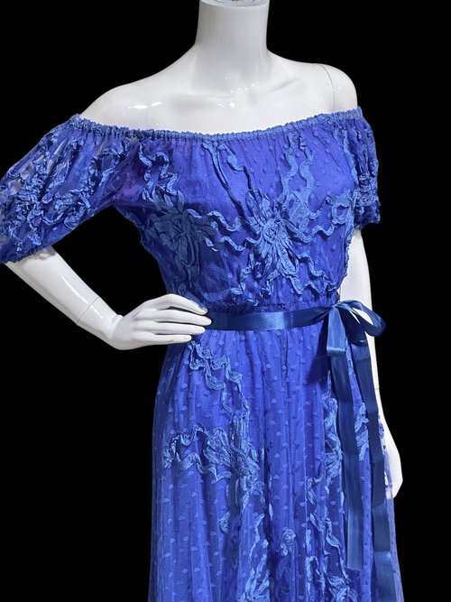 LILLIE RUBIN 1970s vintage maxi dress, Off shoulder boho party dress